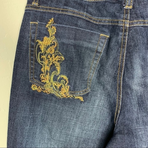 Baccini Metallic Embroidered Dark Wash Jeans - Picture 4 of 5
